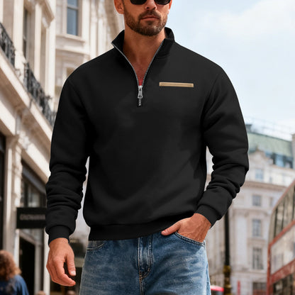 Men's Warm Stand Collar Contrast Stripes Sport Sweatshirt