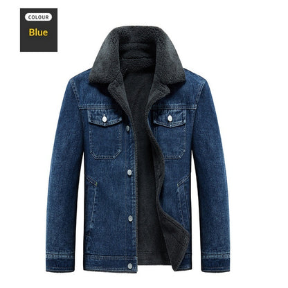 Spring And Autumn Warm Padded Youth Men's Denim Jacket