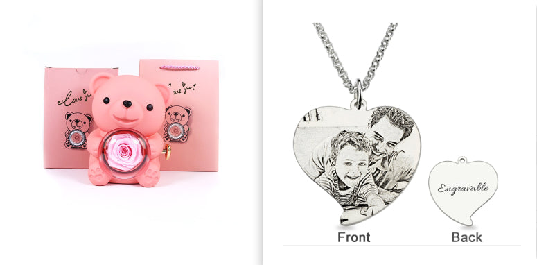 Rotierende Bär Geschenkbox Rose Schmuckkästchen