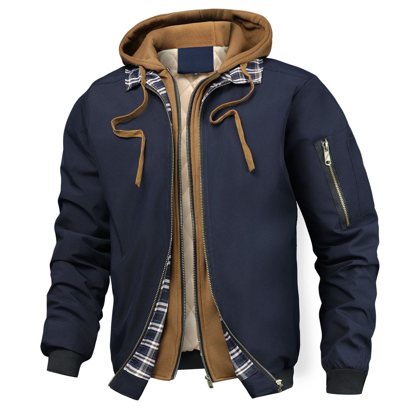 Jacke Oberbekleidung Stepp-Hoodie aus Baumwolle mit fauxem Zweiteiligem Design