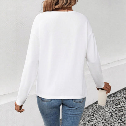 Fashionable Casual And Comfortable Women's V-neck Long-sleeve Top