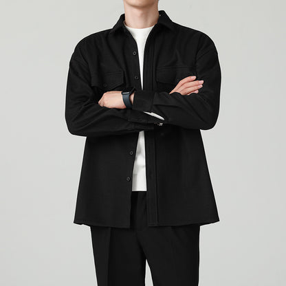 New Thickened Men's Workwear Long-sleeved Loose Wool Casual Jacket