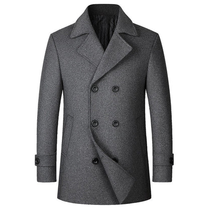 Fashion Double-breasted Lapel Mid-length Wool Men's Coat Dropshipping