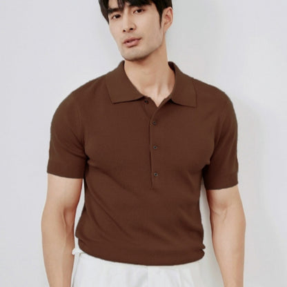 Leichte Luxus-Einfarbige Ansteck-Gestrickte Eis-Seide Einfache Kurzarm