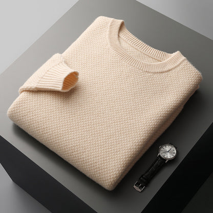 Round-neck Pullover Jacquard Solid-color Knit Base Sweater