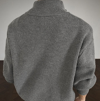 Herren Herren Slim-Fit Rollkragen-Pulloverjacke Mit Reißverschluss