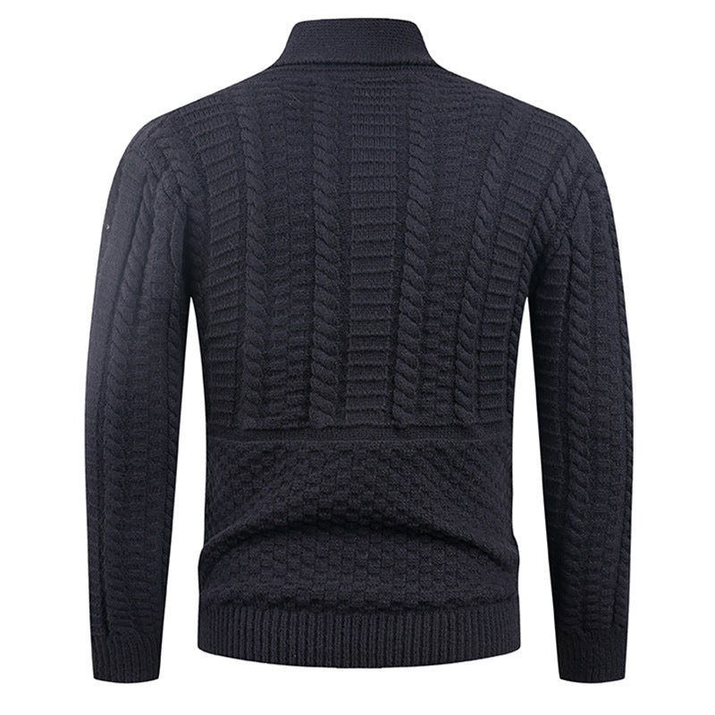 New Men's Long-sleeve Cardigan Sweater Coat Plus-sized