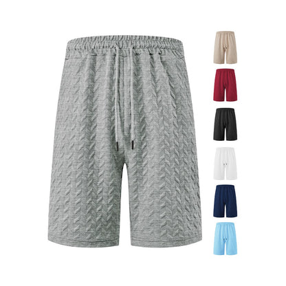 Herren Loose Solid Jacquard Drawstring Casual Beach Pants