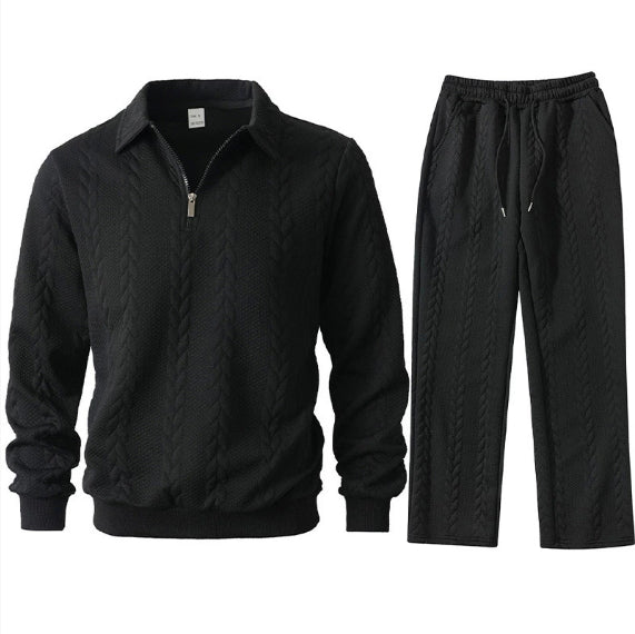 Herren Jacquard Casual Top Hoodie Cardigan Set