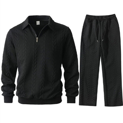 Herren Jacquard Casual Top Hoodie Cardigan Set