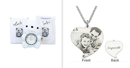 Rotierende Bär Geschenkbox Rose Schmuckkästchen