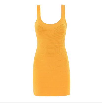 Women's Summer Solid-Color Stretchy Suspender Dress