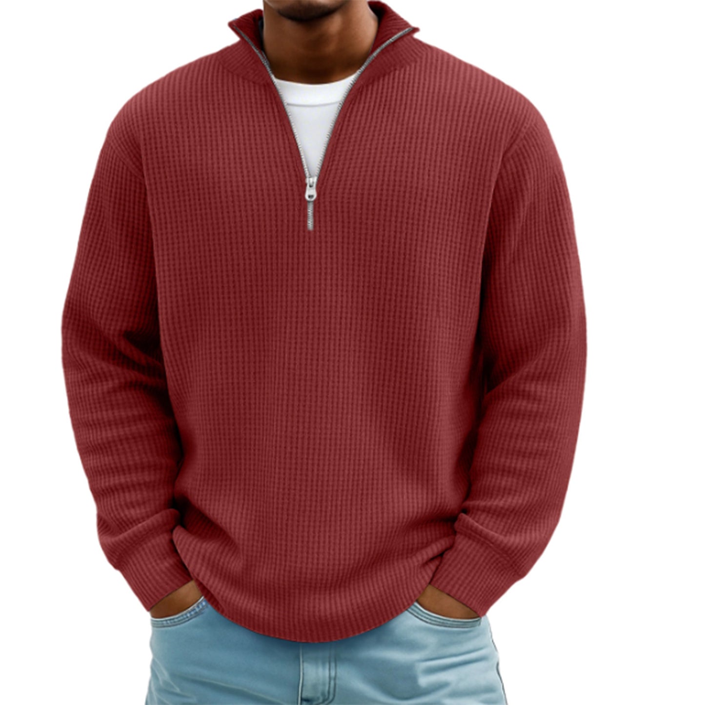 Herren Hoodie Waffle Strickpullover