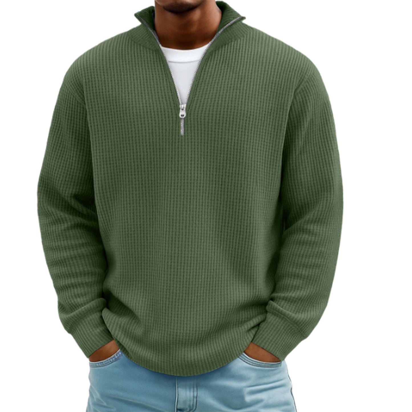 Herren Hoodie Waffle Strickpullover
