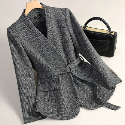 Sophistizierter Damen Wollblazer aus Chenille – Eleganter Business-Blazer mit Prinzessärmeln