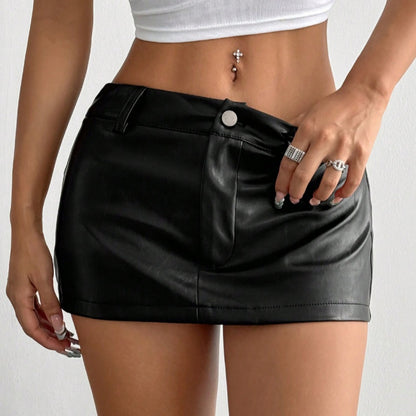 Figurbetonter Damen Leder-Minirock – Hochwertiges PU – Streetwear-Stil mit Zipper-Details