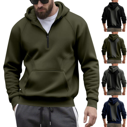 Männer Casual Sport Commuter Fleece Kapuze Reißverschluss