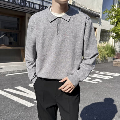 Polo Collar Sweater Men's Autumn And Winter Long Sleeve Lapel Knitwear