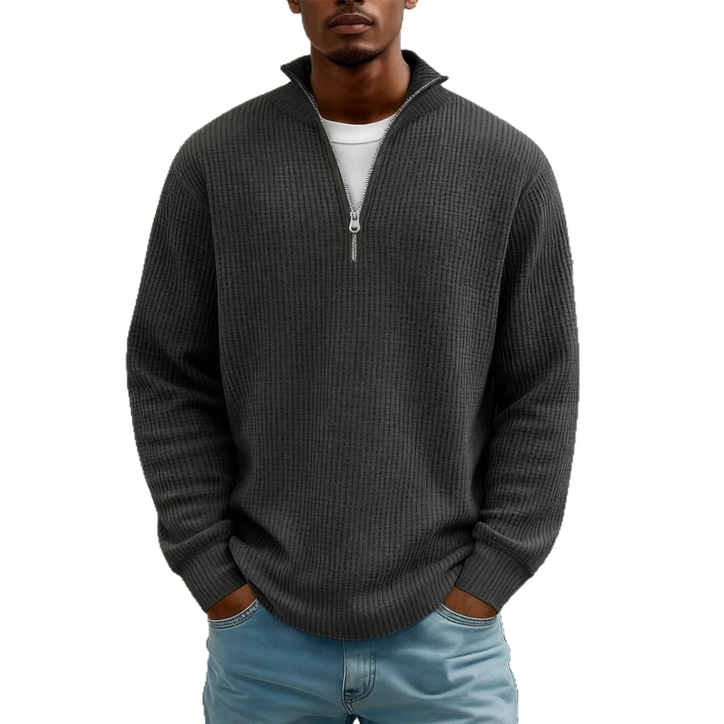 Herren Hoodie Waffle Strickpullover