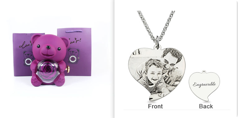 Rotierende Bär Geschenkbox Rose Schmuckkästchen