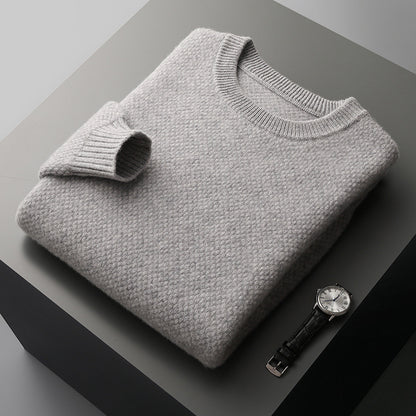 Round-neck Pullover Jacquard Solid-color Knit Base Sweater