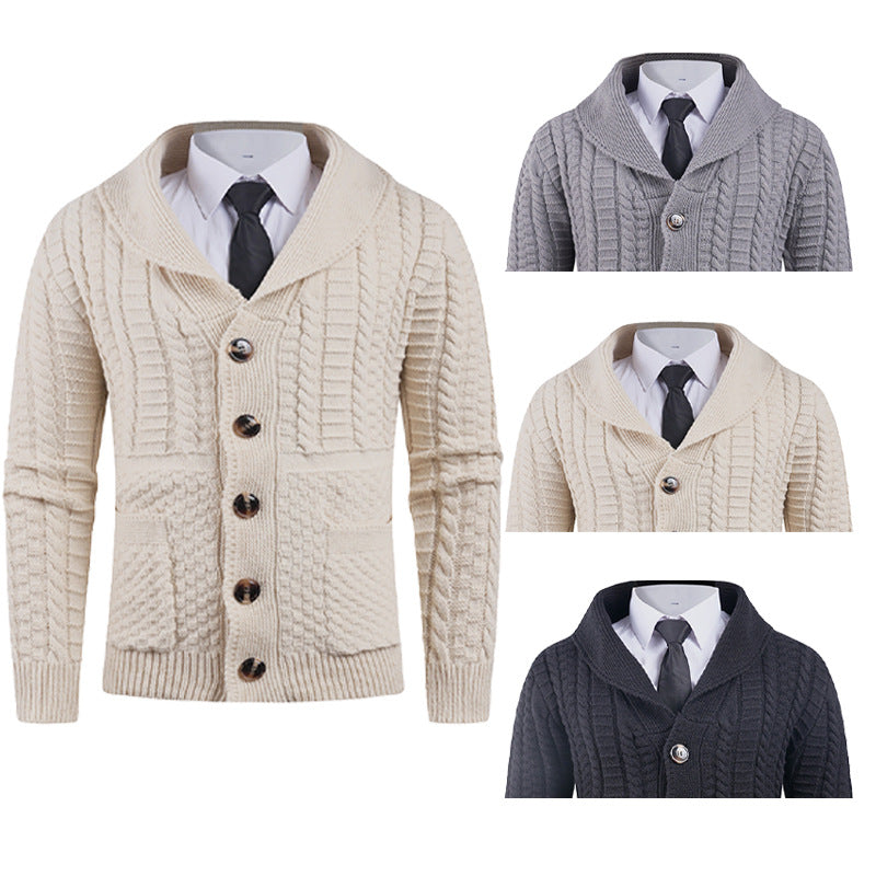 New Men's Long-sleeve Cardigan Sweater Coat Plus-sized