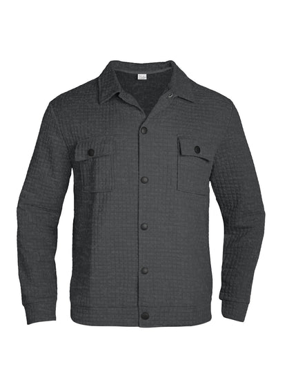 Casual Jacquard Checkered Loose Knit Work Shirt For Men