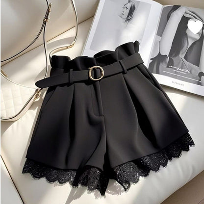 High-Waisted Spitzen-Culottes mit weitem Bein