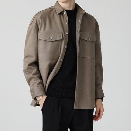 New Thickened Men's Workwear Long-sleeved Loose Wool Casual Jacket