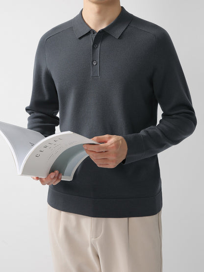 Casual Polo Shirt Knit Sweater Hoodie Solid Color Fashionable Lambswool Sweater