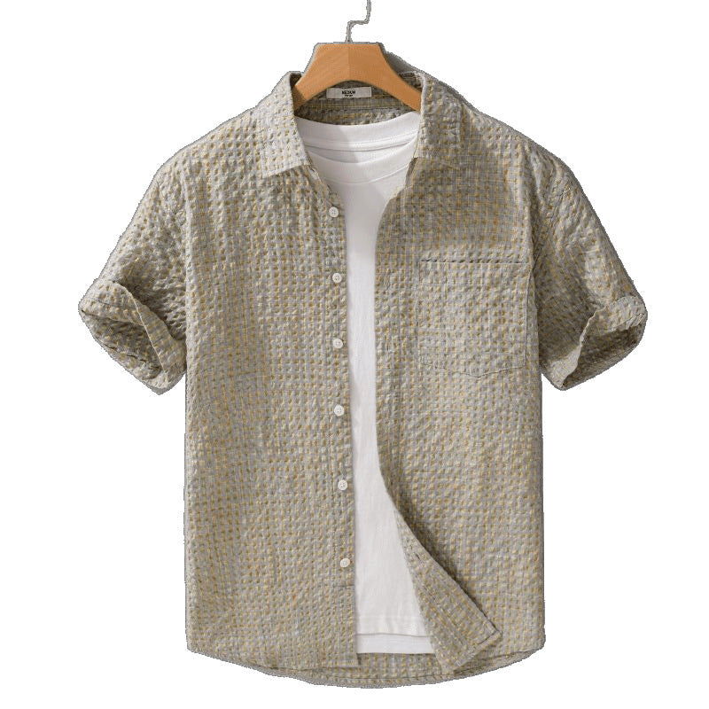 Sommer Neue Mode Trendy Loose Dünnes Hemd Plaid Männer Kleidung