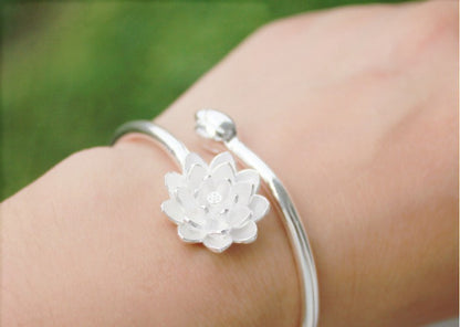 Snow Lotus Silver Bracelet Fashion Korean Version Women's Open Style