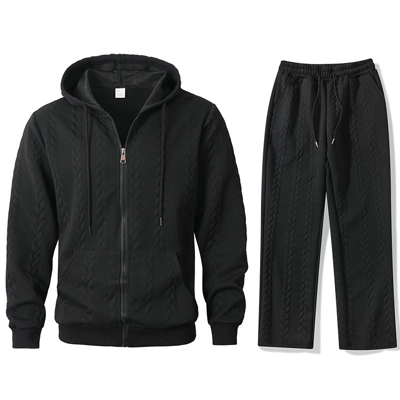 Herren Jacquard Casual Top Hoodie Cardigan Set