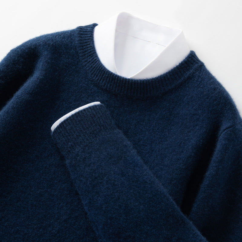 High-end Men's Round Neck Solid Color Sweater