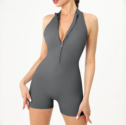High-Intensity Workout Back-Slit Zipper Nude-Feel Butt-Lifting Bodysuit