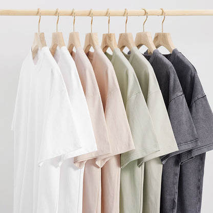 American Retro Heavy Combed Baumwolle Einfarbiges T-Shirt