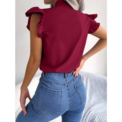 Romantische Chiffon-Bluse mit Rüschen und Schluppe