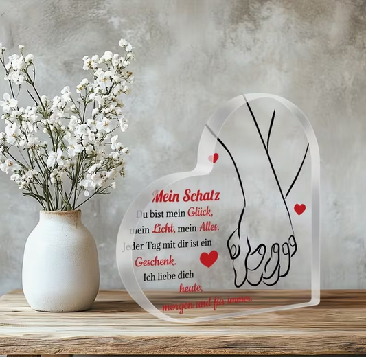 Acryl-Herz Plakette "Heute, Morgen, Für Immer"