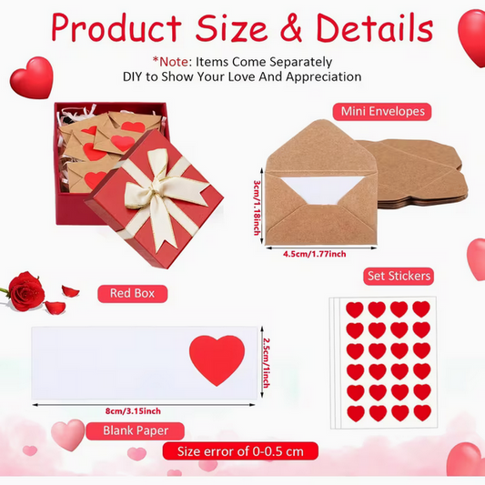 50 Mini-Liebesbrief-Karten-Set – Herzliche Botschaften in einer Box