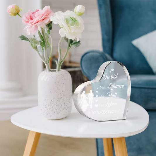 Romantische Acryl-Herztafel „Du bist mein Zuhause“