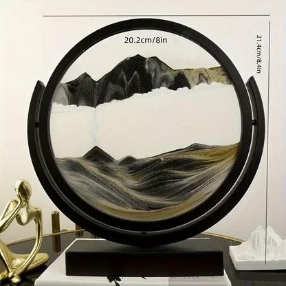 3D Sanduhr-Glas-Ornament – Fließende Sand-Landschaften