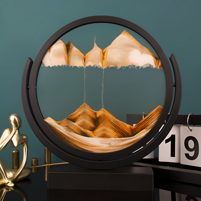 3D Sanduhr-Glas-Ornament – Fließende Sand-Landschaften