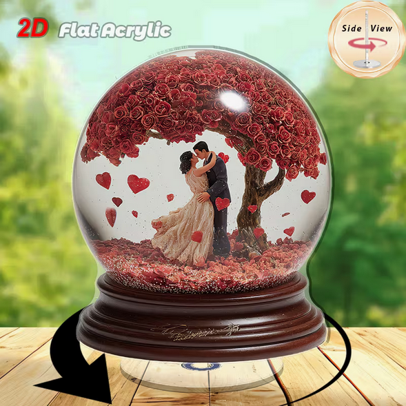 Drehbarer Acryl-Herzbaum „Paar unter Rosen“