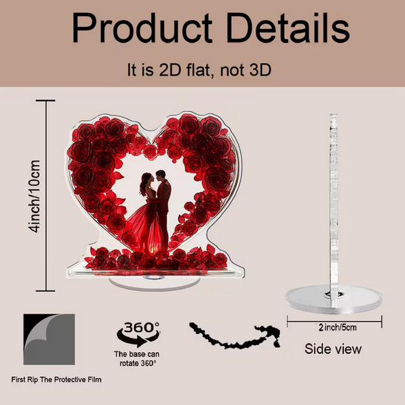 2D-Acryl-Tischdreher mit Rosen-Leuchteffekt