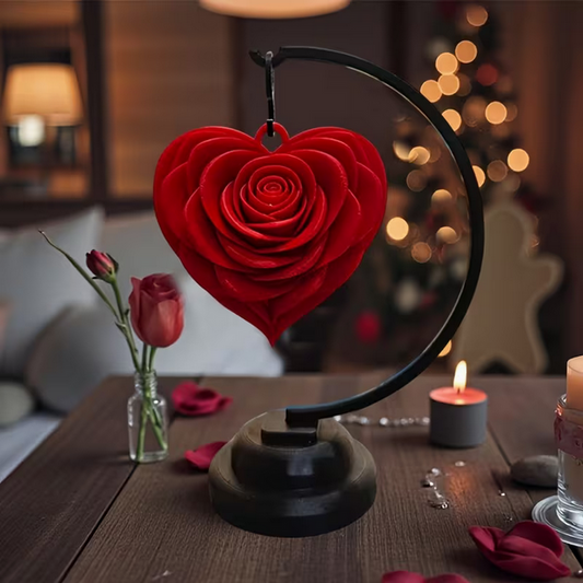 Exklusive 3D-gedruckte Herz-Rose – Romantische Tischdeko mit bogenförmigem Ständer – Perfektes Valentinstags- & Muttertagsgeschenk