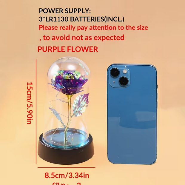 Magische LED-Rose unter Glaskuppel – Romantisches Nachtlicht mit Galaxie-Effekt – Perfekt für Valentinstag & Muttertag