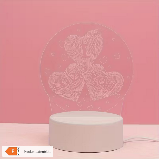 Romantische 3D-Effekt LED-Lampe „I LOVE YOU“ – Herz-Trio Nachtlicht für Valentinstag & Heiratsantrag – USB-betrieben