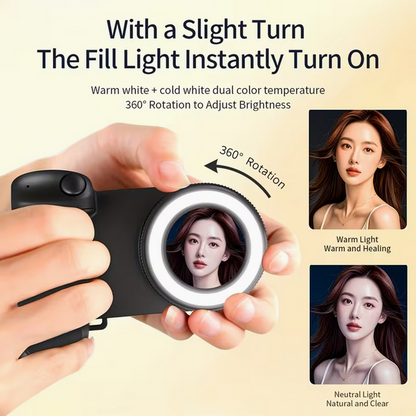 Magnetischer Smartphone-Kameragriff mit LED-Fülllicht – Bluetooth-Auslöser & MagSafe-kompatibel – Professionelles Foto-Zubehör