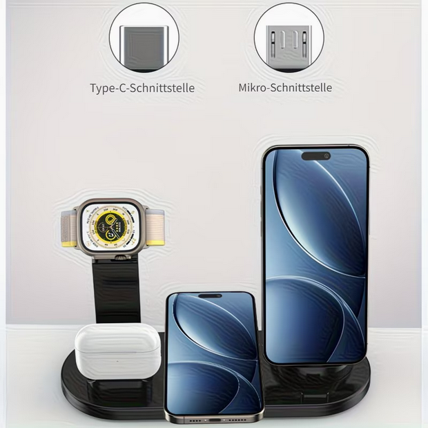 3-in-1 Faltbare Magnetische Ladestation – Schnellladegerät für iPhone 17/16/15, iWatch & AirPods – Ideal für Reisen