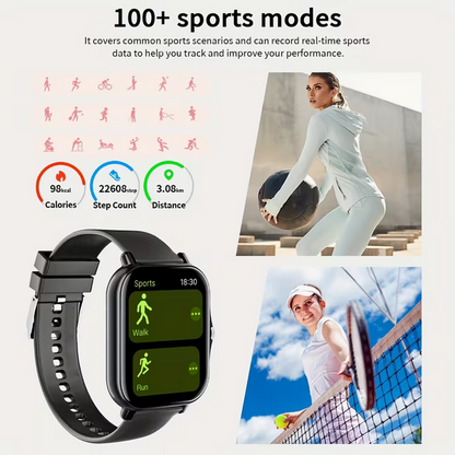 Moderne HD-Smartwatch mit Bluetooth-Telefonie – Fitness-Tracker für Android & iPhone – Kamerasteuerung & Musikwiedergabe
